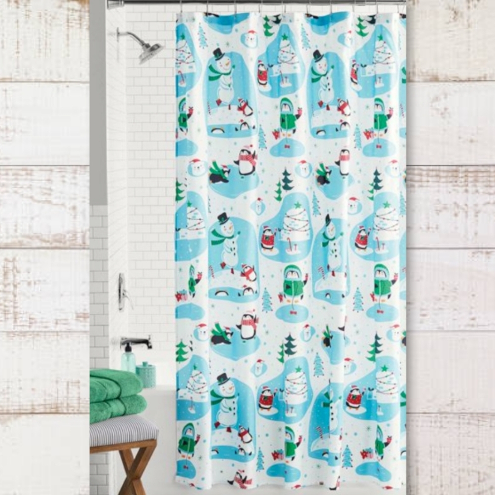 Snowmen & Penguins Shower Curtain NWT